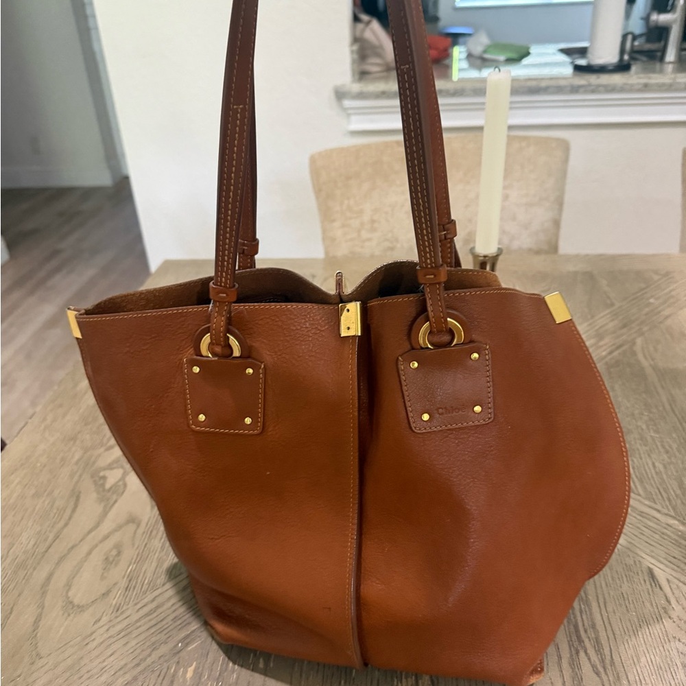 Chloe Tan Leather Tote Bag
